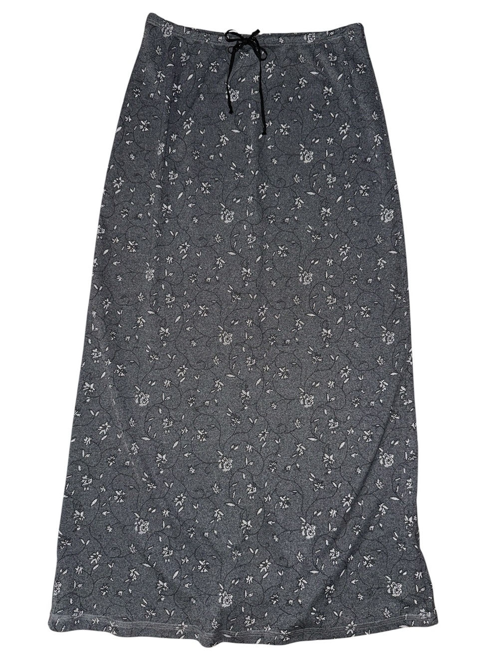 •JOHNPAULRICHARD•CHARCOAL GRAY DITSY FLORAL PATTERN MAXI SKIRT (PETITE MEDIUM)